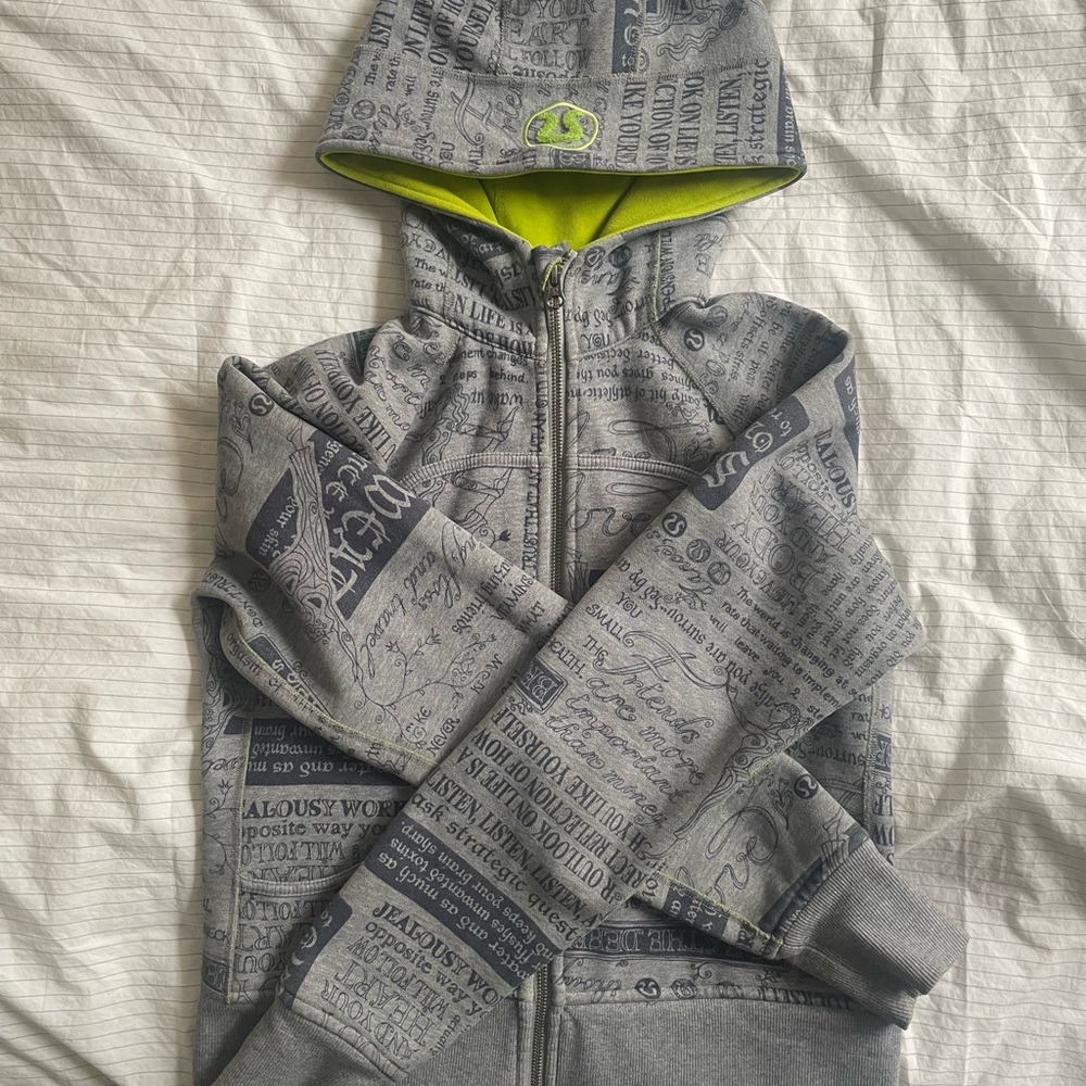 Lululemon Scuba Manifesto hoodie- gray/lime green, size 8